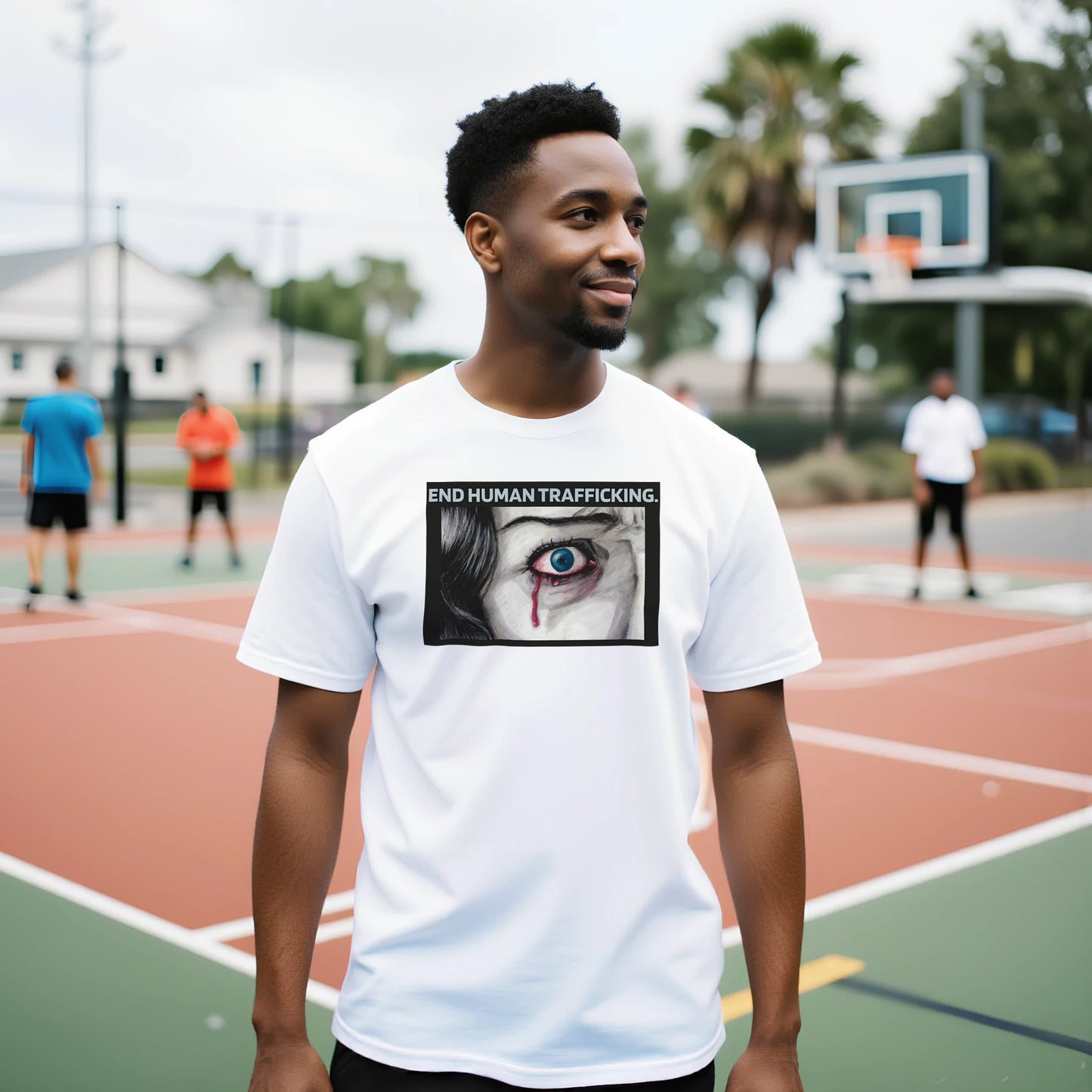 Man supporting human rights while playing basketball!
