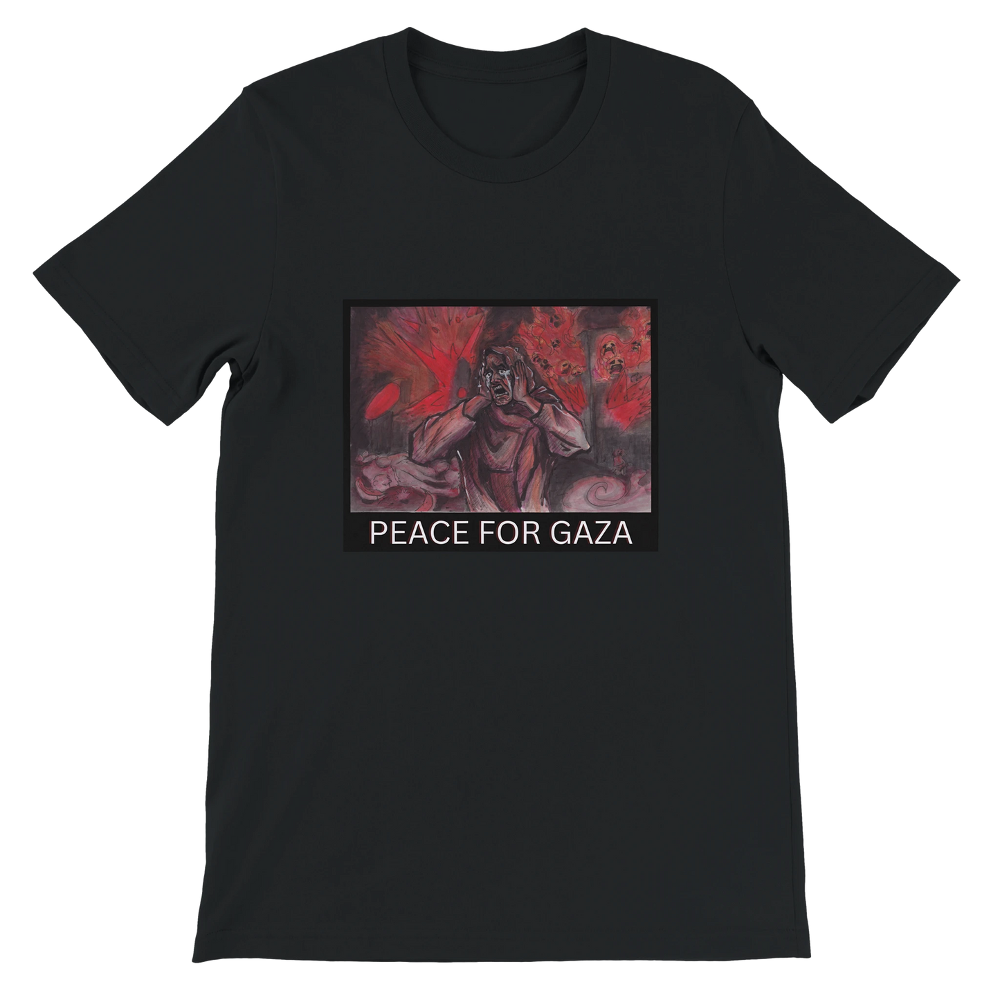 A transparent look at our Peace for Gaza shirt in stunning black color!