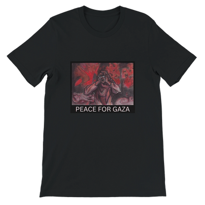 A transparent look at our Peace for Gaza shirt in stunning black color!