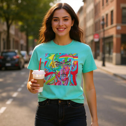 Woman wearing our 'Be You' design, advocating with style!